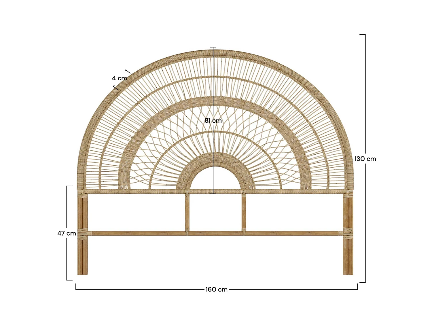 Tête de lit en rotin naturel 160 cm - Astéria