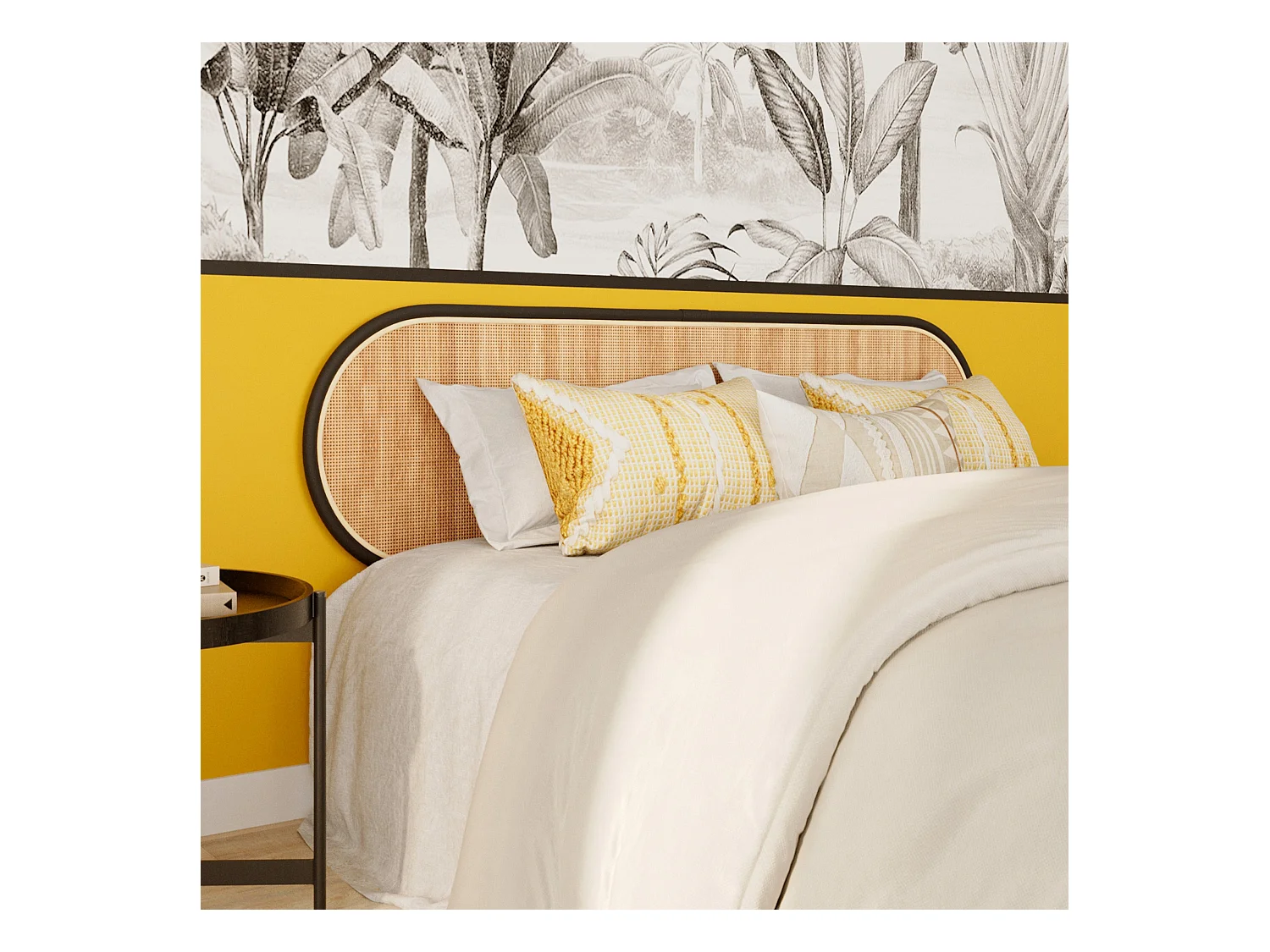 Cabecero de ratán natural y negro 160 cm - Navahino