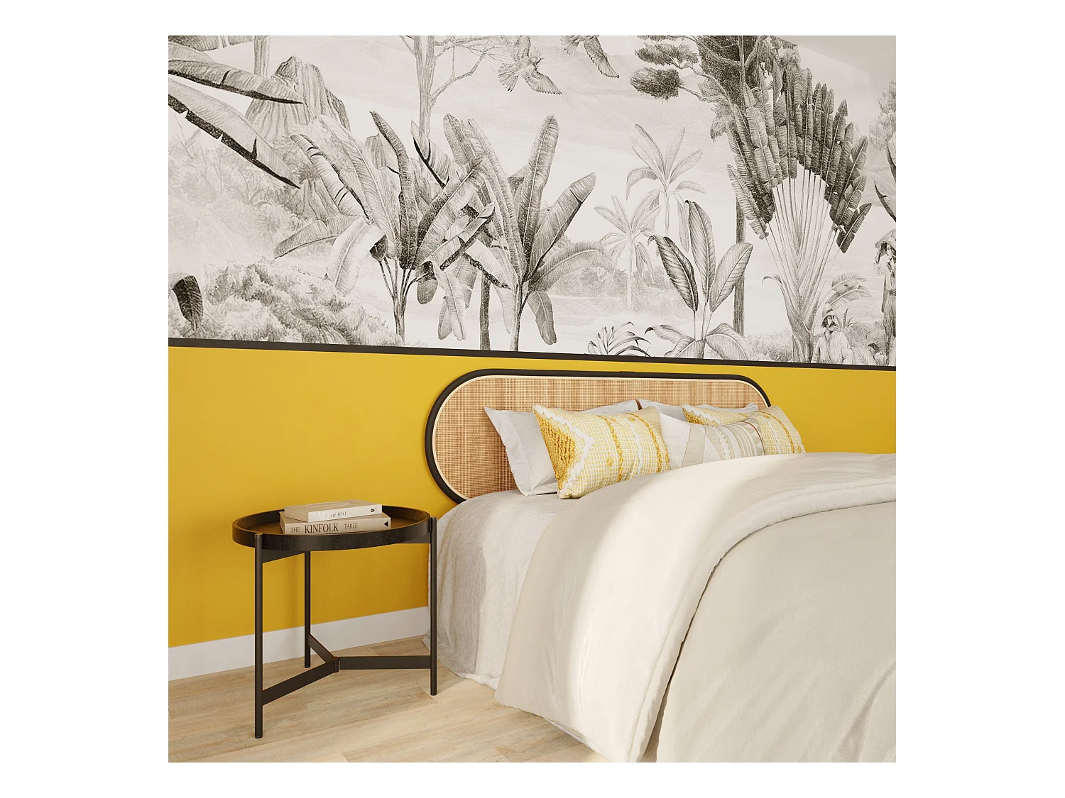 Cabecero de ratán natural y negro 160 cm - Navahino