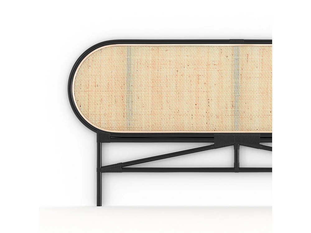 Tête de lit en rotin naturel et noir 160 cm - Navahino