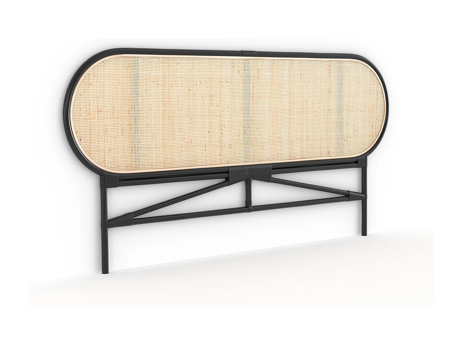 Tête de lit en rotin naturel et noir 160 cm - Navahino