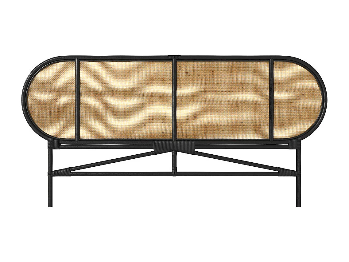 Tête de lit en rotin naturel et noir 160 cm - Navahino