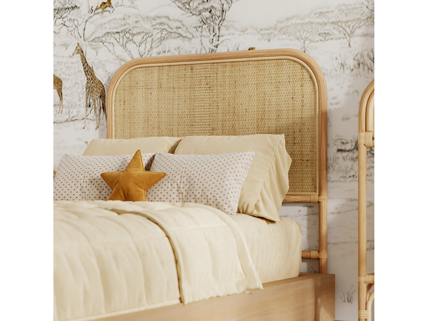 Tête de lit 90 cm en rotin naturel - Grace