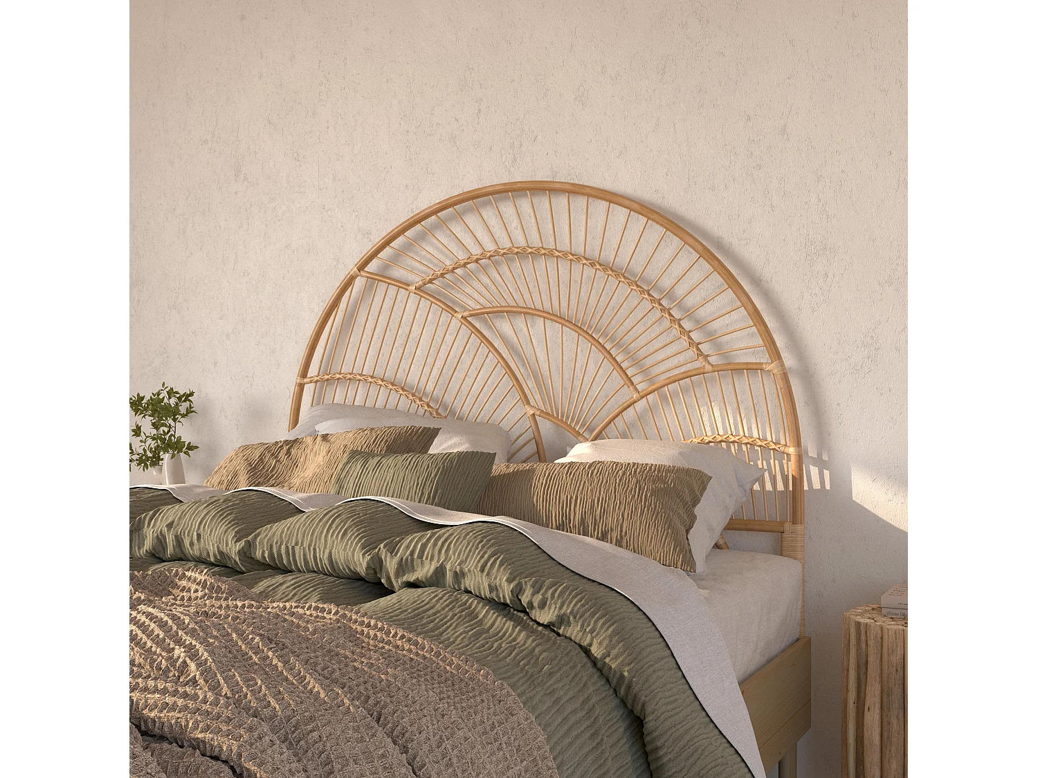 Testata da letto in rattan naturale 140 cm - Séléné