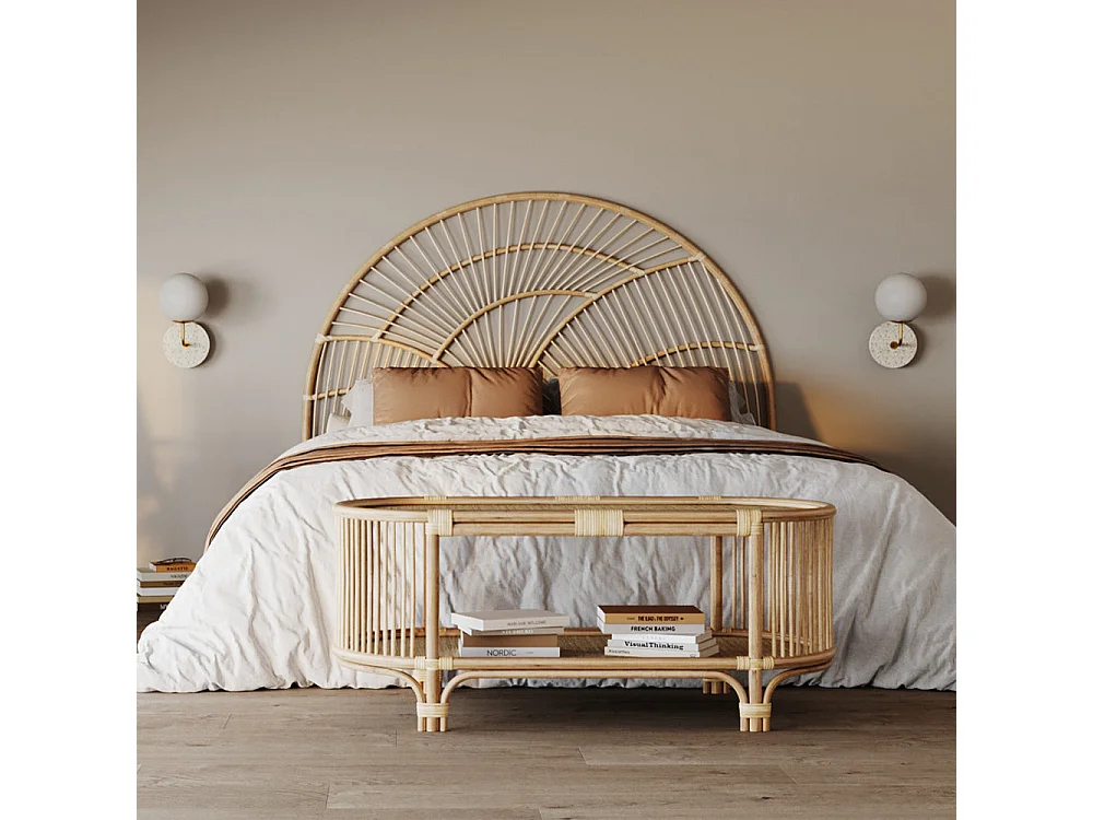 Testata da letto in rattan naturale 140 cm - Séléné