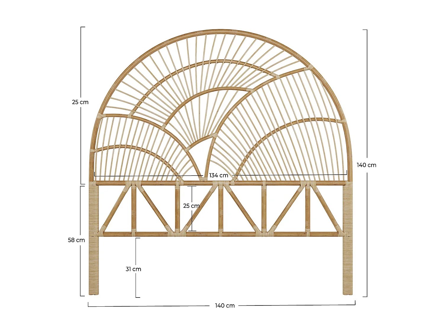 Cabecero de ratán natural 140 cm - Séléné