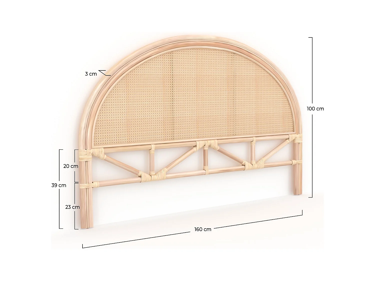 Testata da letto 140 cm in rattan naturale - Grace