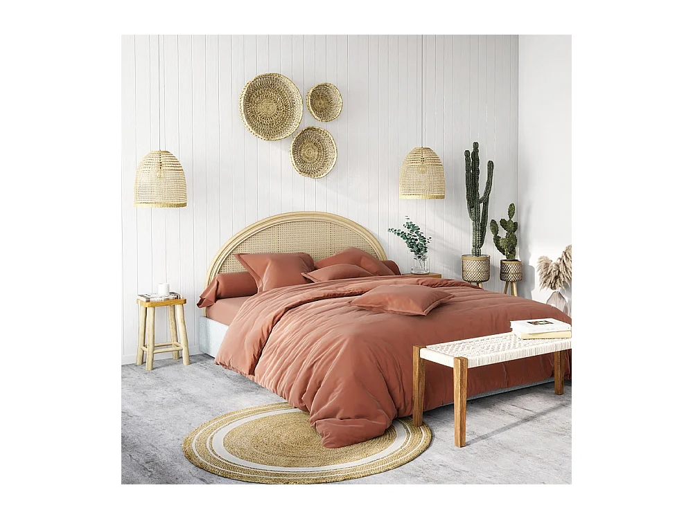 Testata da letto 140 cm in rattan naturale - Grace