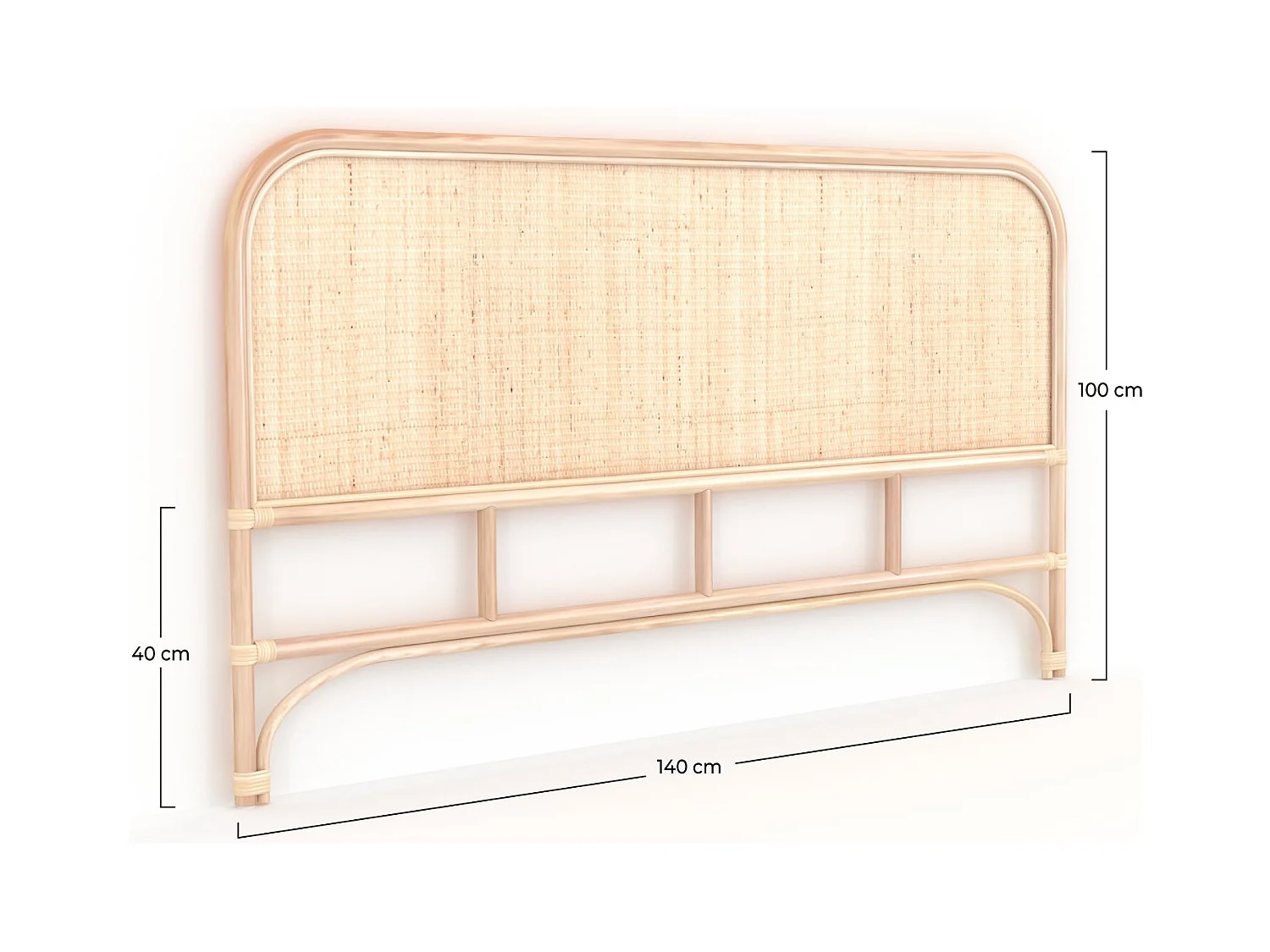 Testata da letto 140 cm in rattan naturale - Néora