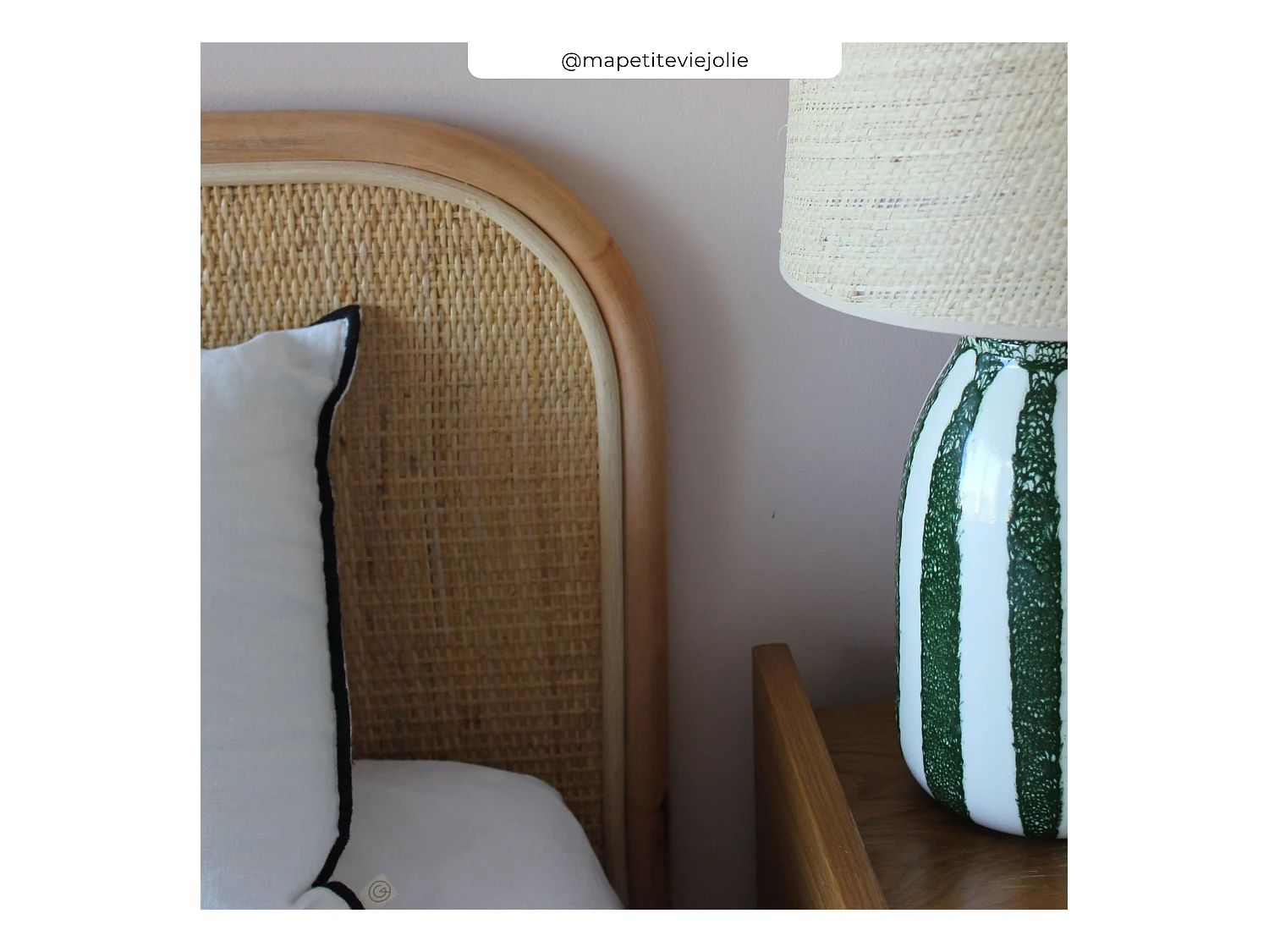 Testata da letto 140 cm in rattan naturale - Néora