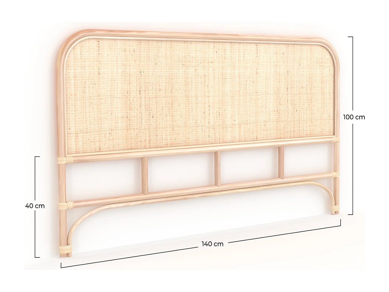 Testata da letto 140 cm in rattan naturale - Néora