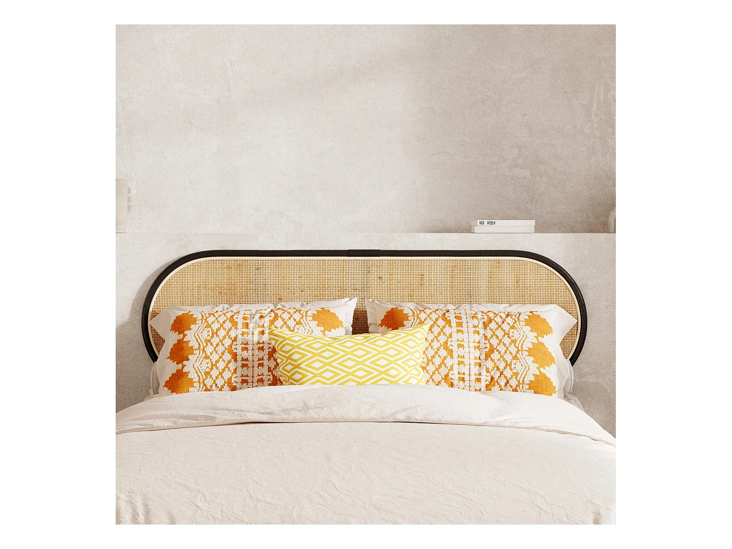 Cabecero de ratán natural y negro 140 cm - Navahino