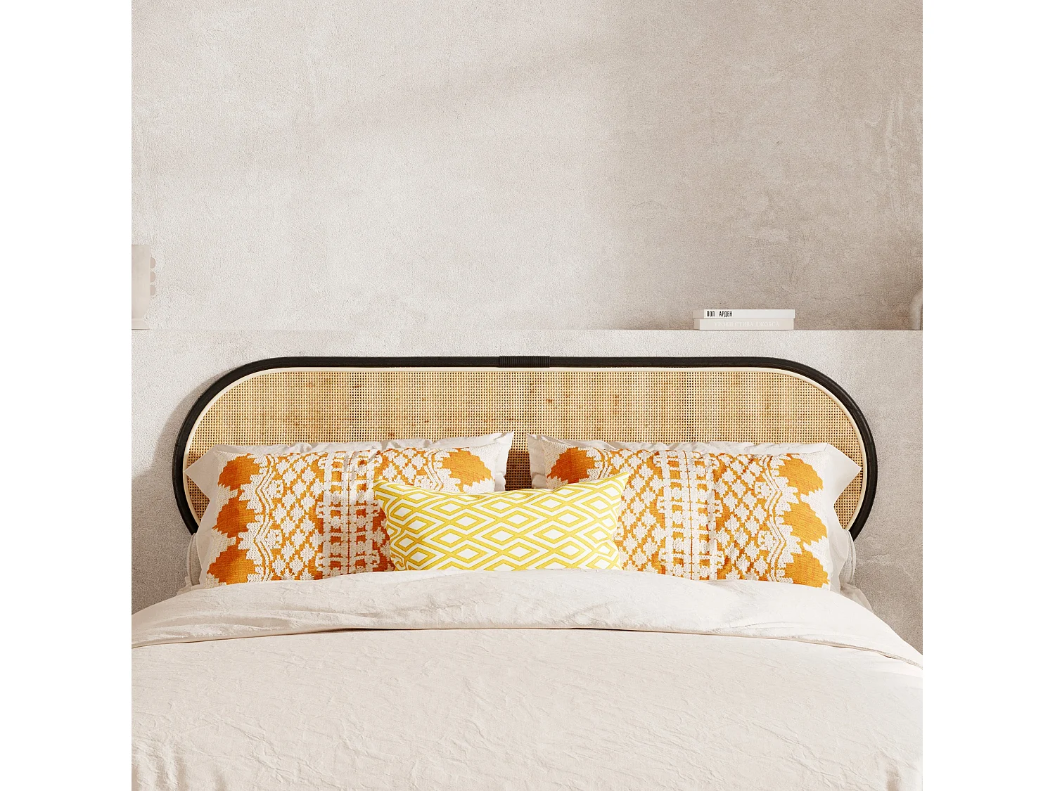 Tête de lit en rotin naturel et noir 140 cm - Navahino