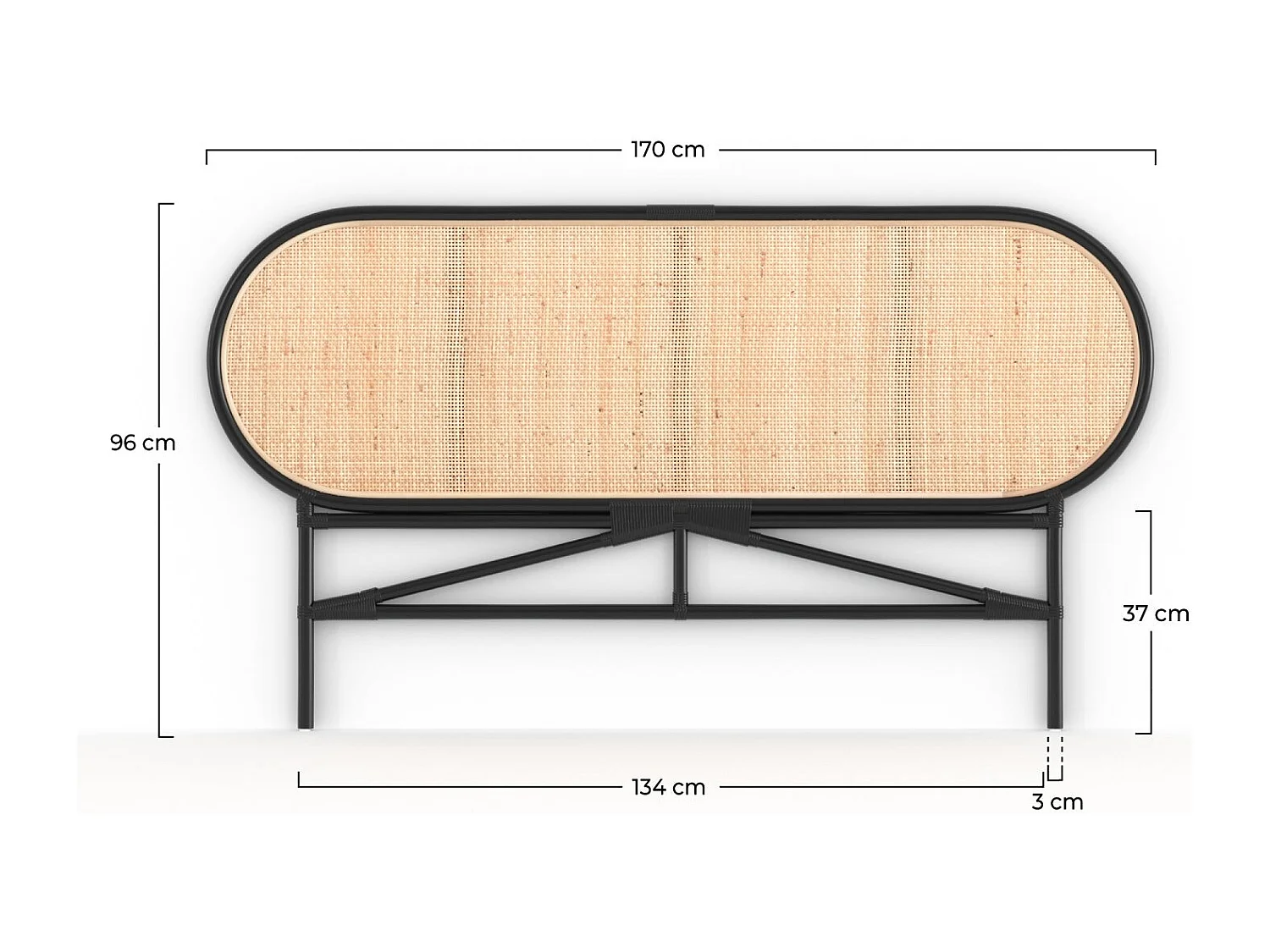 Tête de lit en rotin naturel et noir 140 cm - Navahino