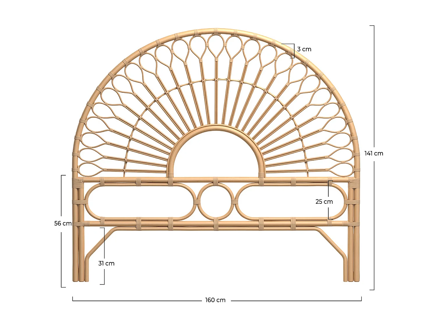 Tête de lit 160 cm en rotin naturel - Bahia