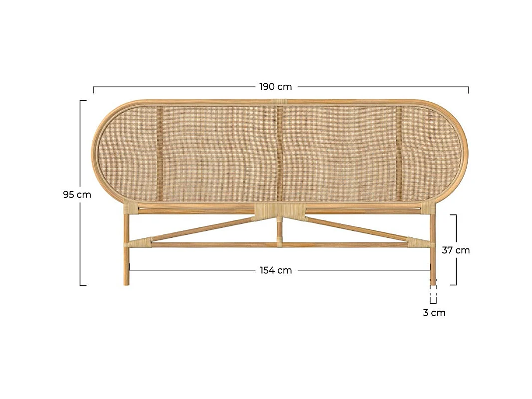 Testata in rattan naturale 160 cm - Navahino