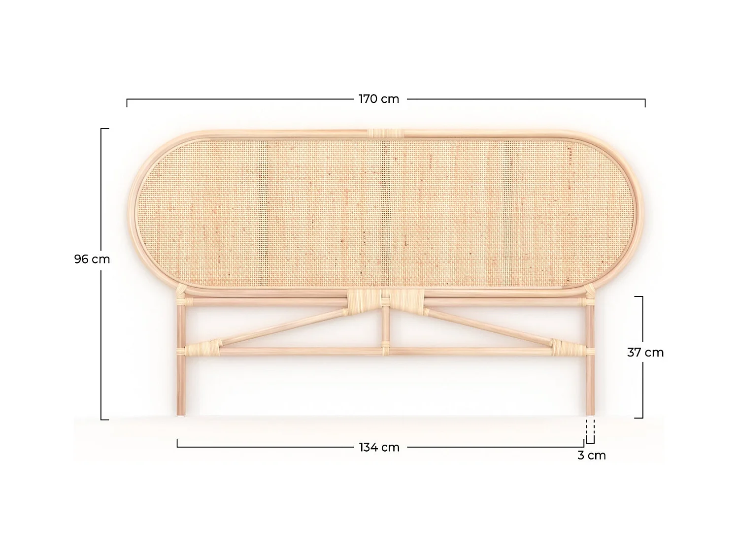 Tête de lit en rotin naturel 140 cm - Navahino