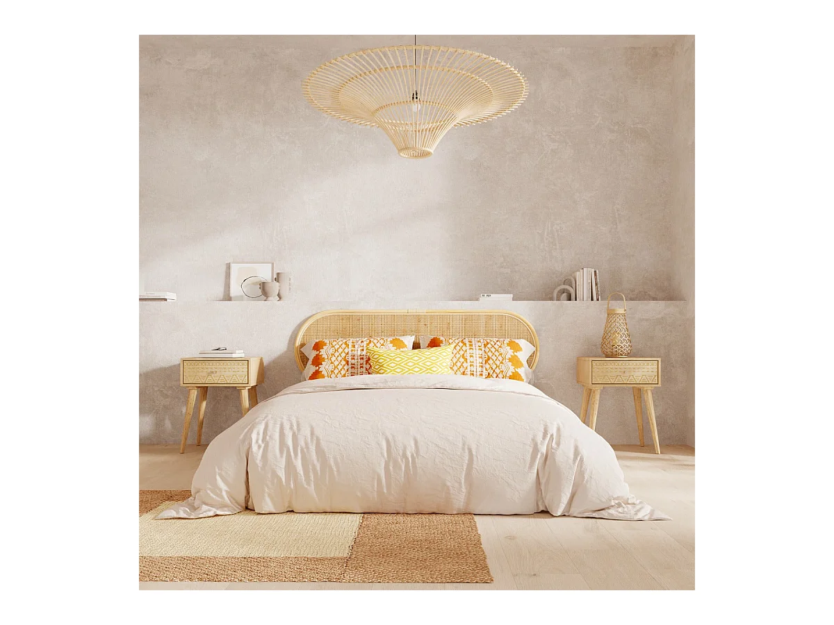 Tête de lit en rotin naturel 140 cm - Navahino