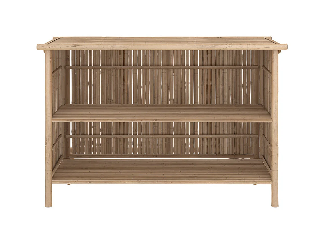 Ensemble bar et chaise de bar de jardin en bambou (lot de 2) - Vadella