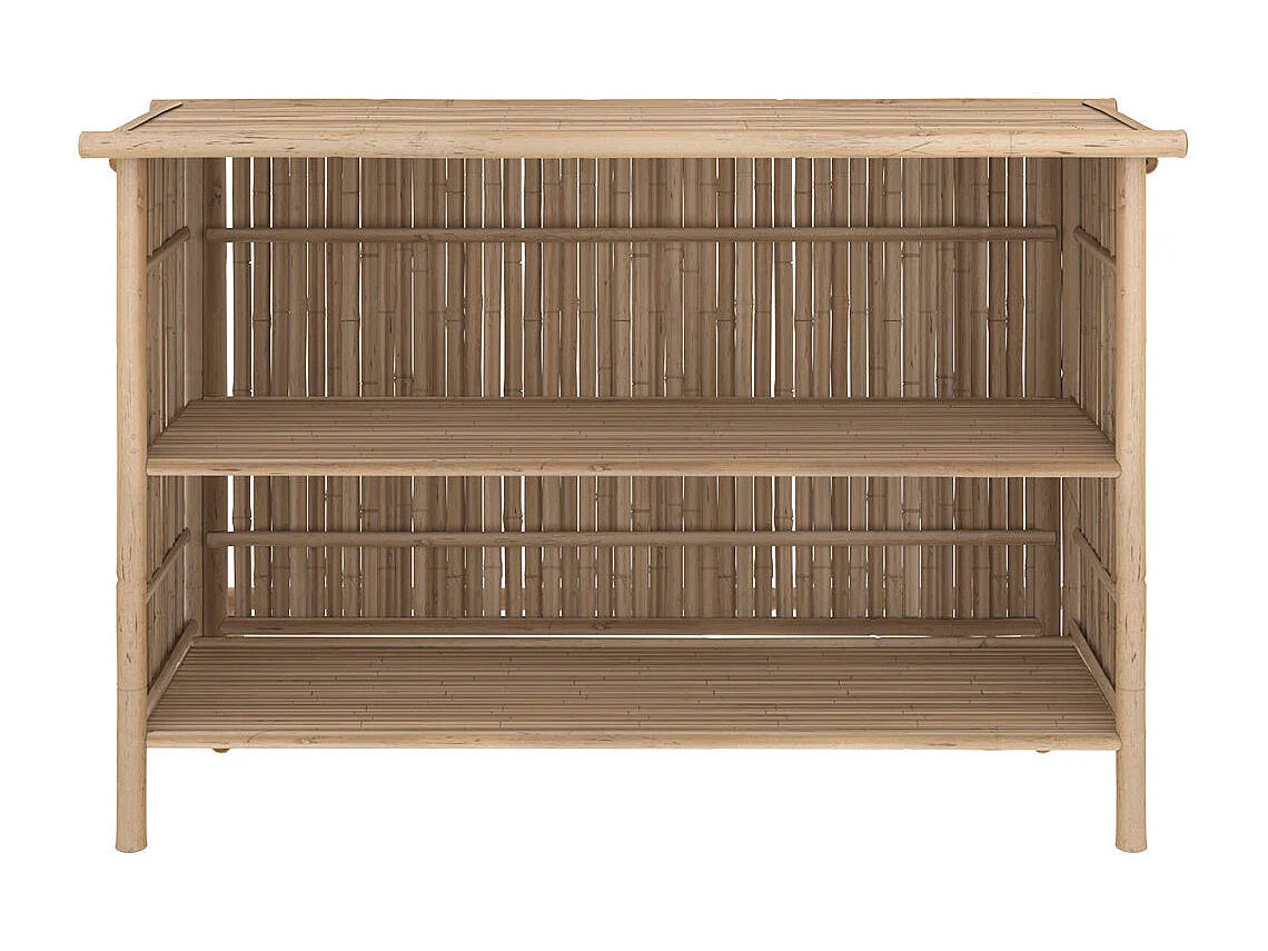 Ensemble bar et chaise de bar de jardin en bambou (lot de 2) - Vadella