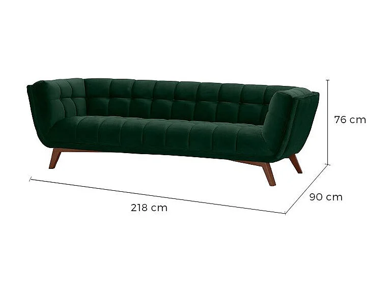 Divano a 3 posti in velluto verde scuro - Mona