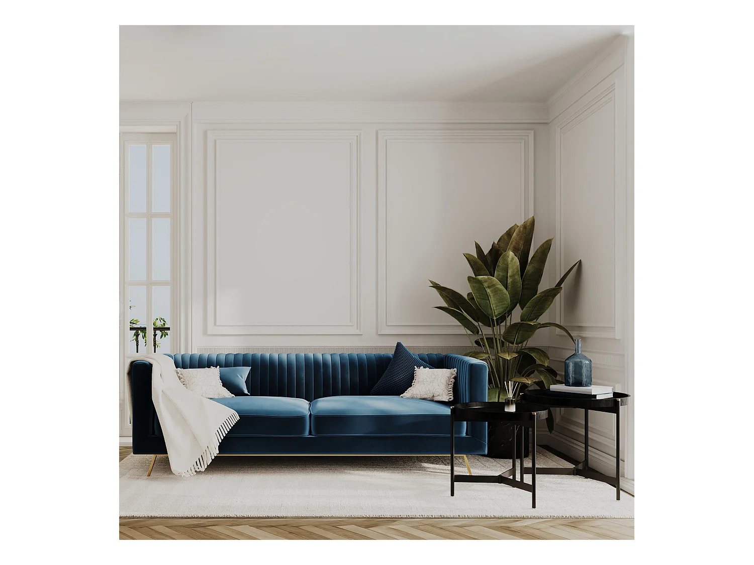 Divano 3 posti in velluto blu scuro - Gatsby