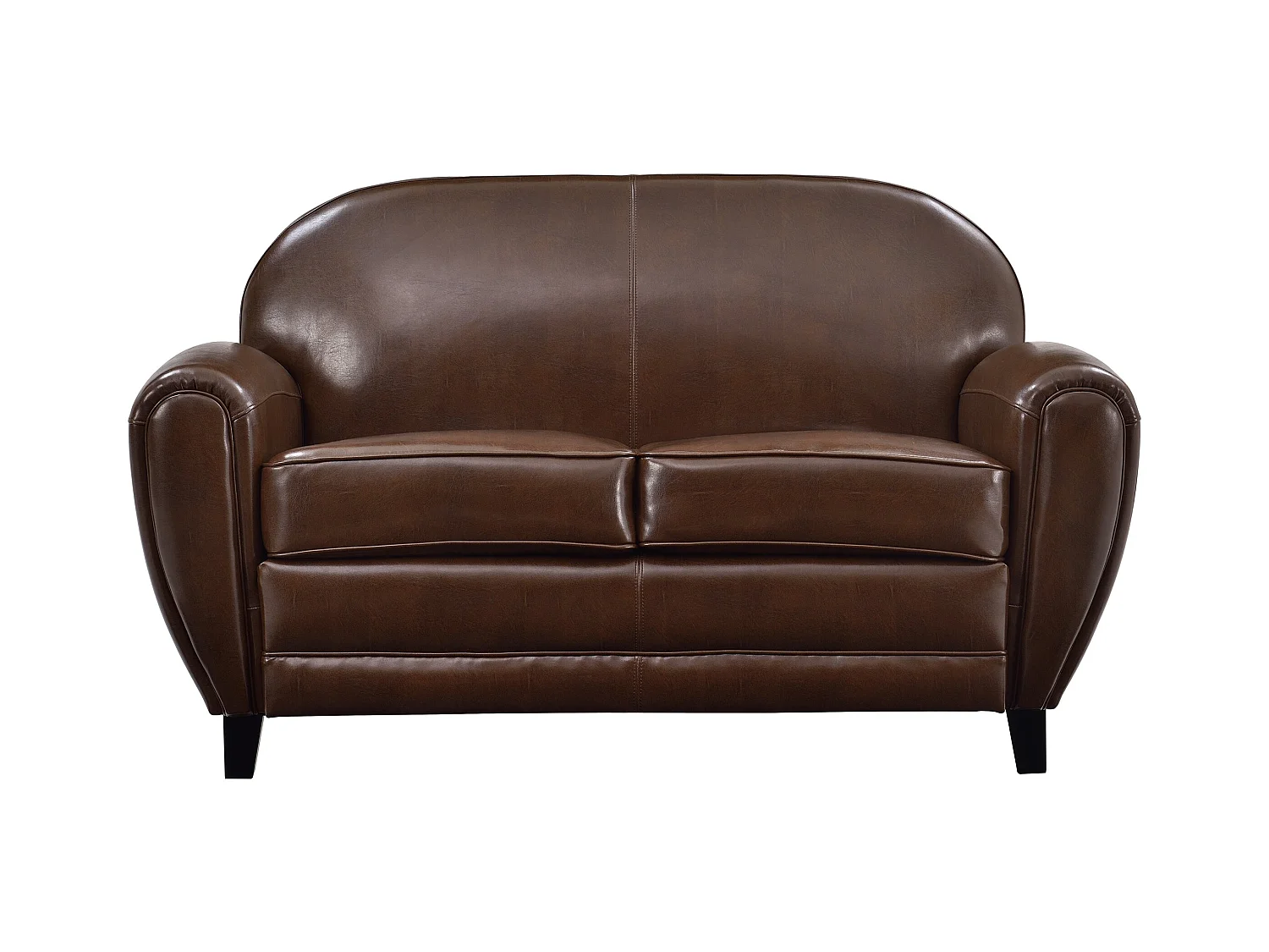Sofá marrón de 2 plazas en cuero recubierto - Club