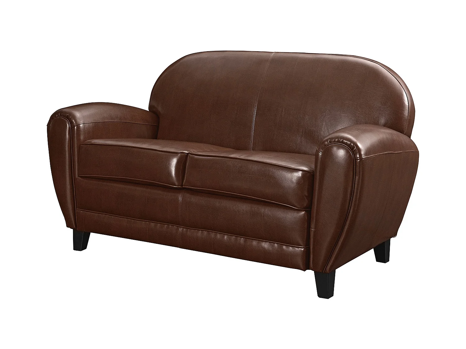 Sofá marrón de 2 plazas en cuero recubierto - Club