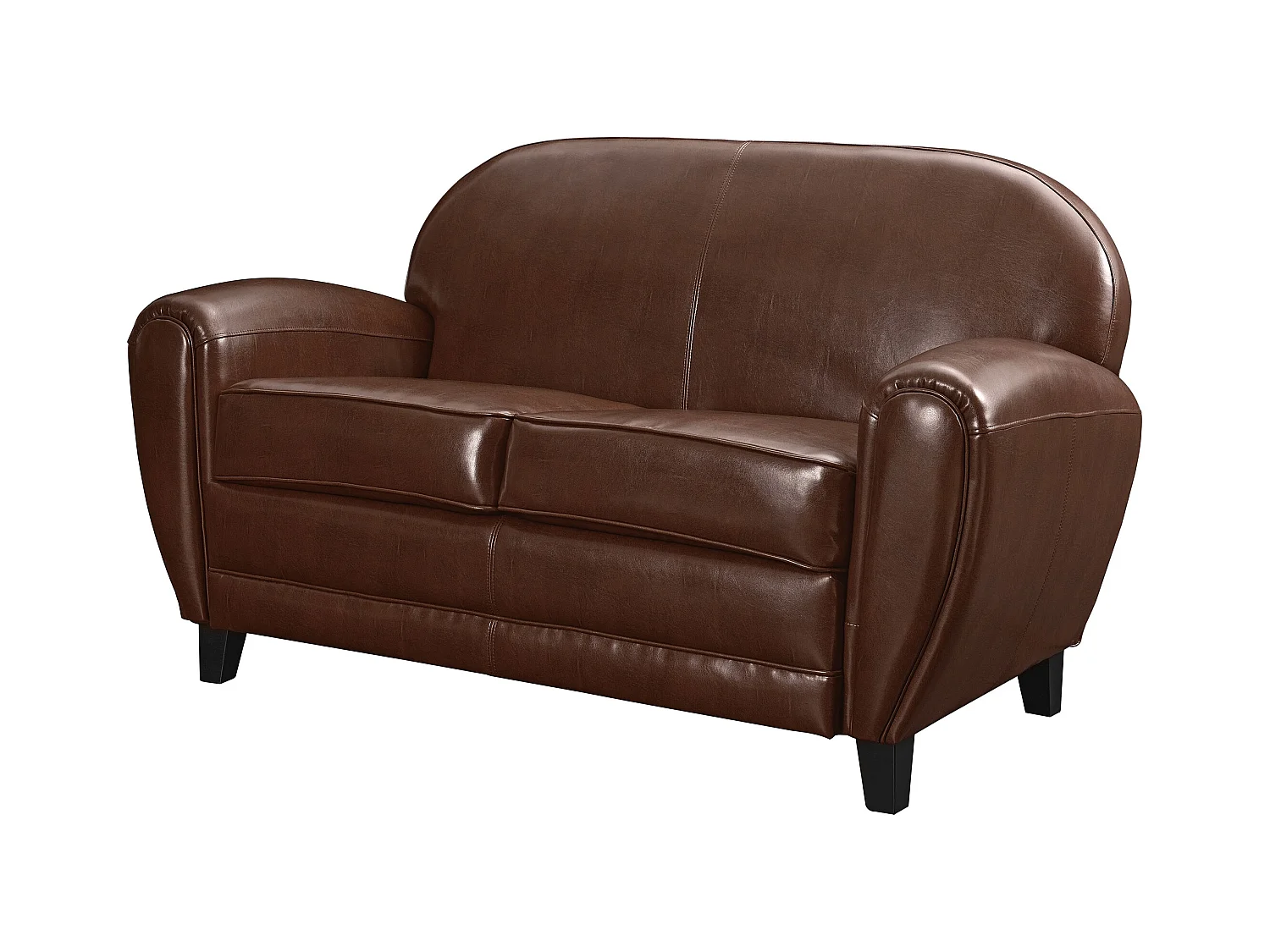 Sofá marrón de 2 plazas en cuero recubierto - Club