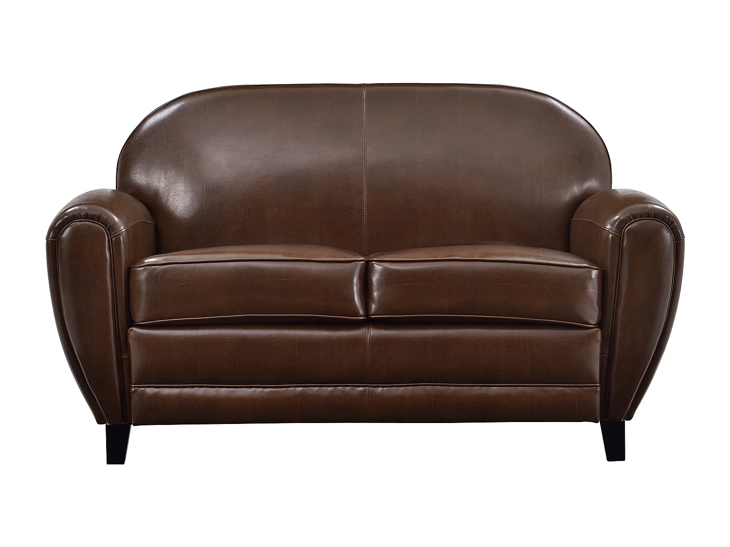 Canapé 2 places marron en croute de cuir enduite - Club