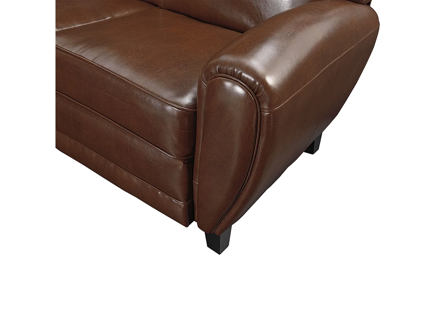 Canapé 2 places marron en croute de cuir enduite - Club