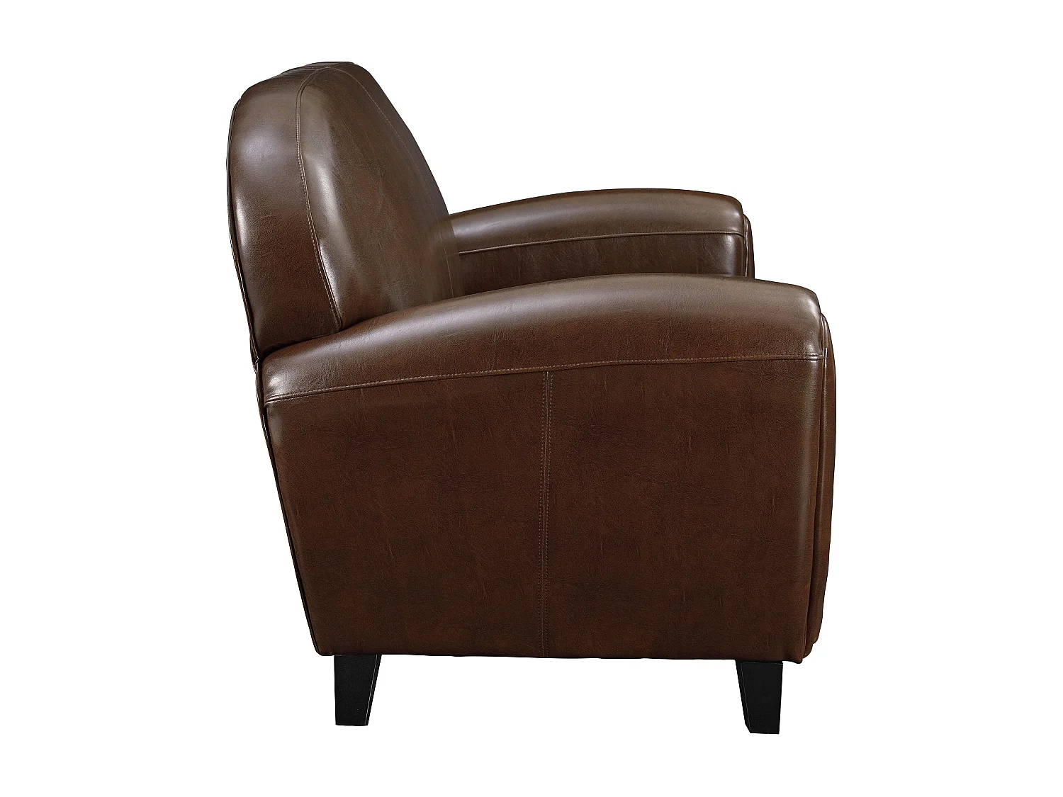 Canapé 2 places marron en croute de cuir enduite - Club