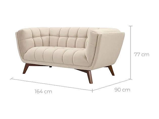 Divano a 2 posti in velluto beige - Mona