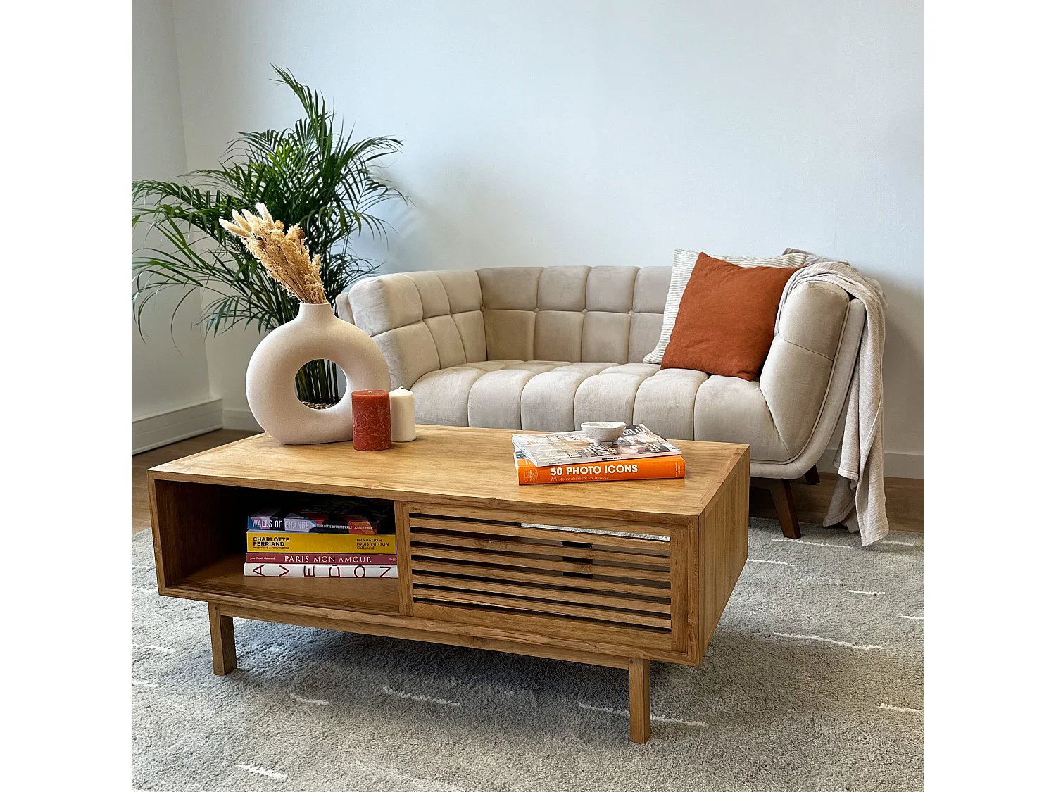 Divano a 2 posti in velluto beige - Mona