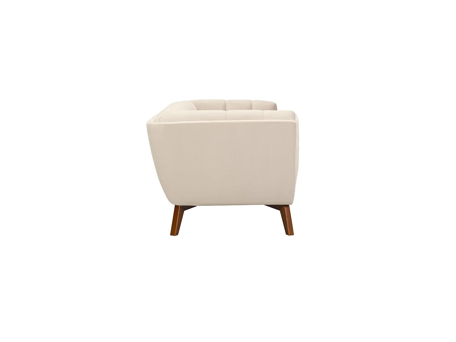 Canapé 2 places en velours capitonné beige MONA