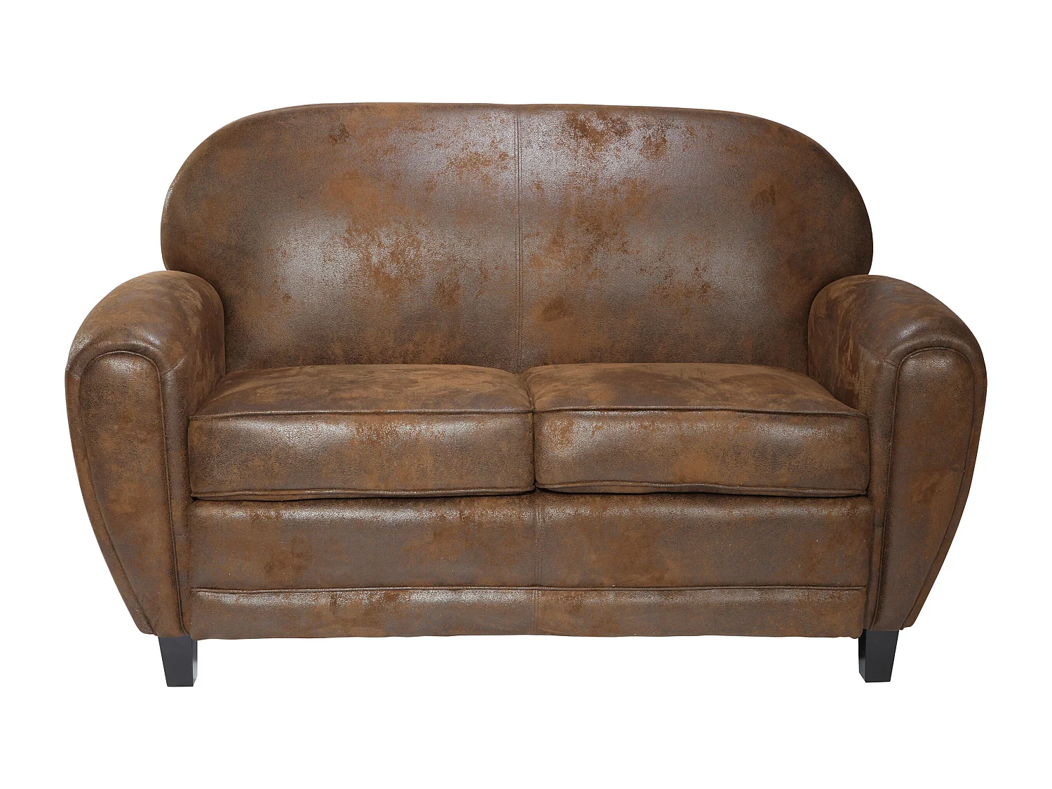 Canapé 2 places marron vieilli en microfibre - Club