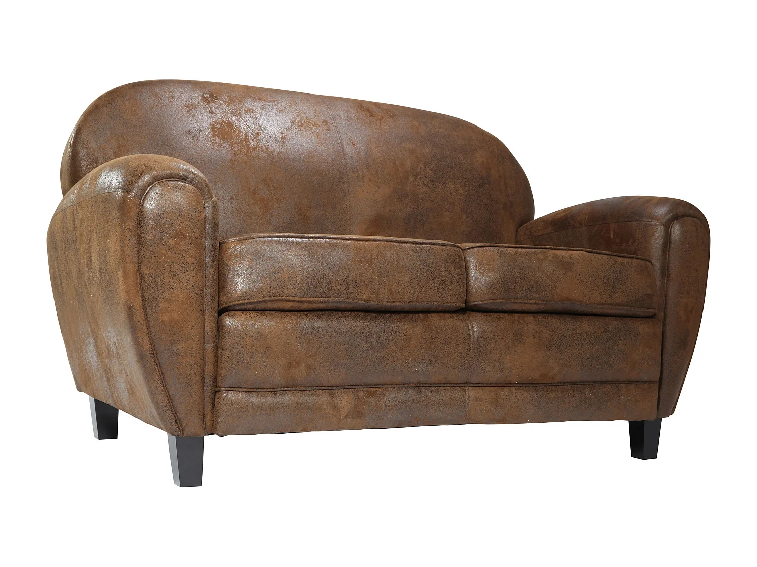 Canapé 2 places marron vieilli en microfibre - Club