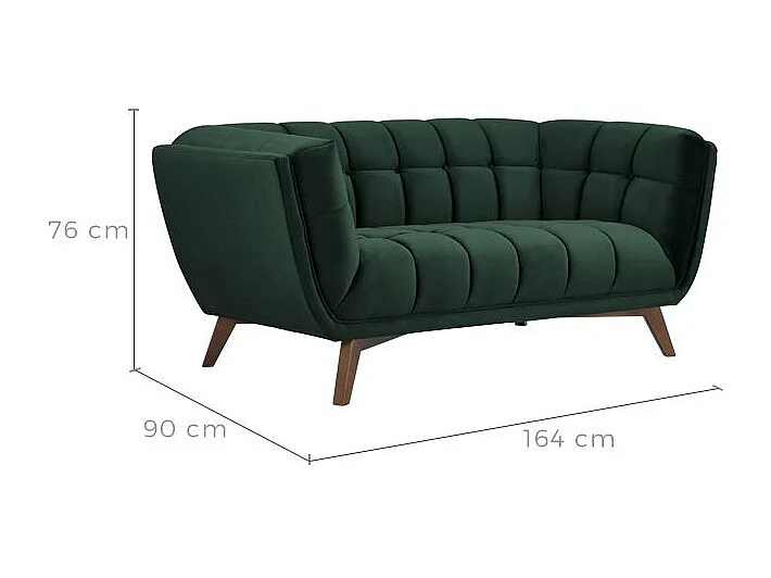 Canapé 2 places en velours vert foncé - Mona