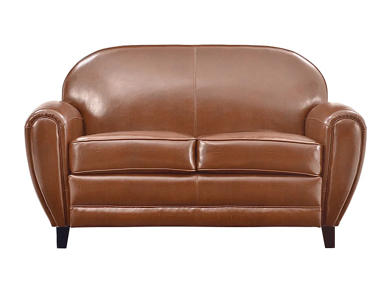 Divano a 2 posti in pelle rivestita color cammello - Club