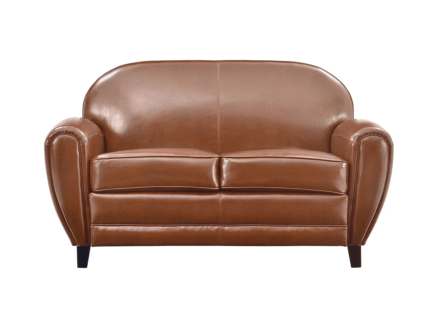 Divano a 2 posti in pelle rivestita color cammello - Club