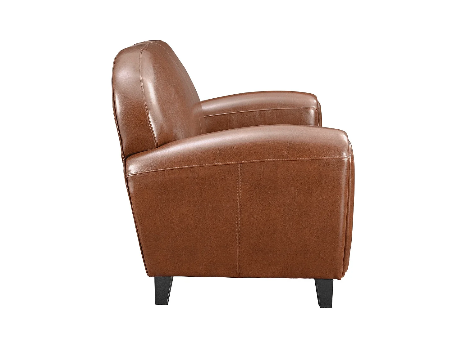 Divano a 2 posti in pelle rivestita color cammello - Club