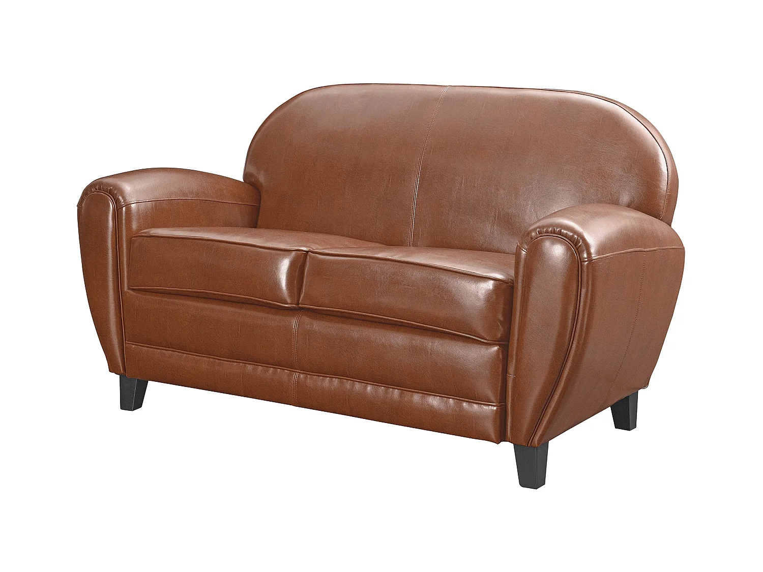 Divano a 2 posti in pelle rivestita color cammello - Club