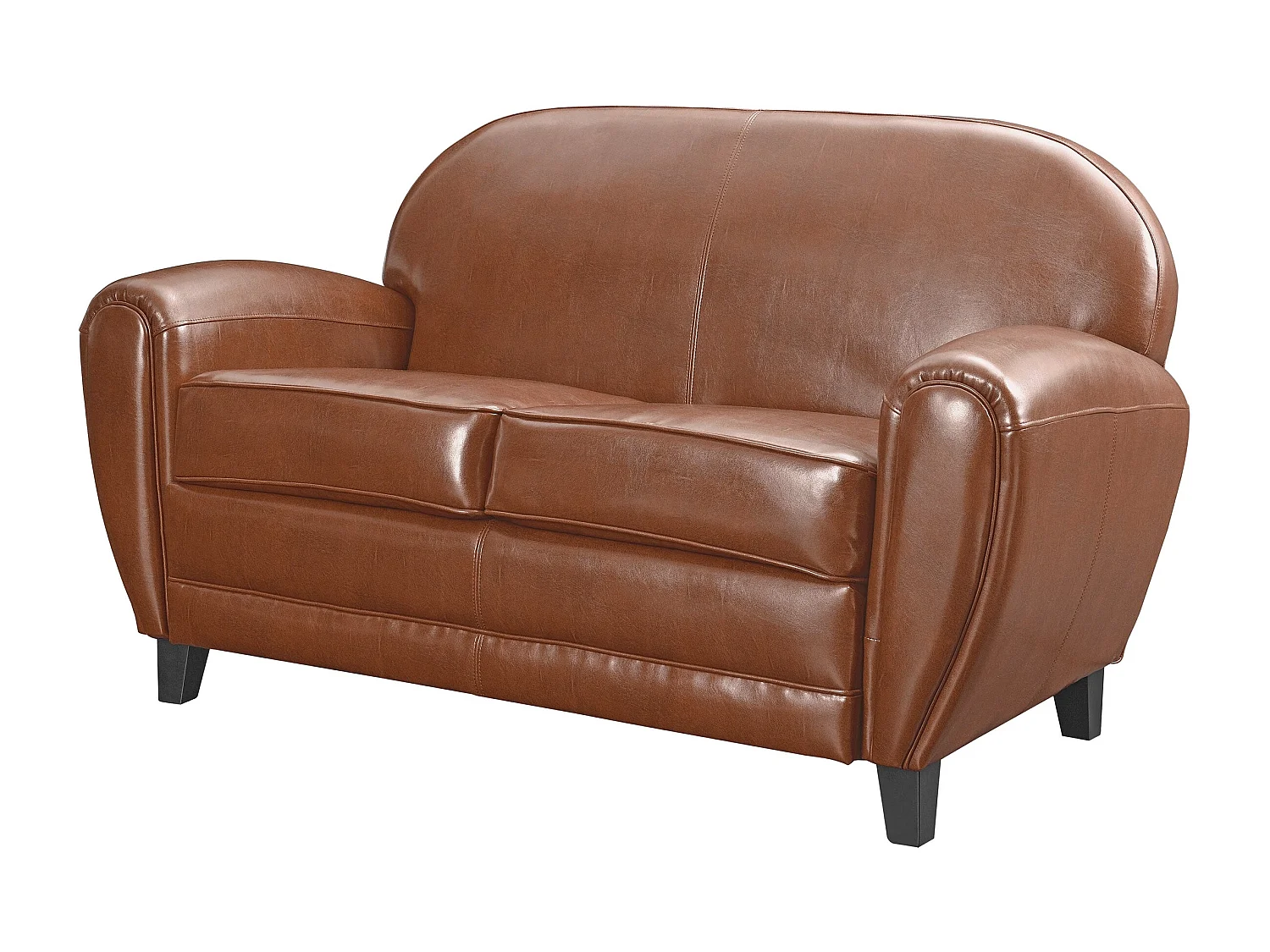 Canapé 2 places camel en croute de cuir enduite - Club