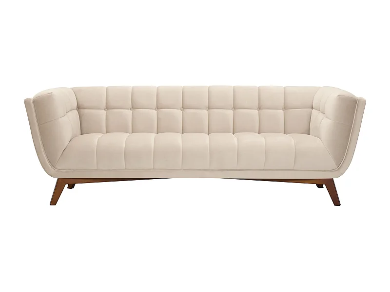 Sofá de 3 plazas en terciopelo beige - Mona