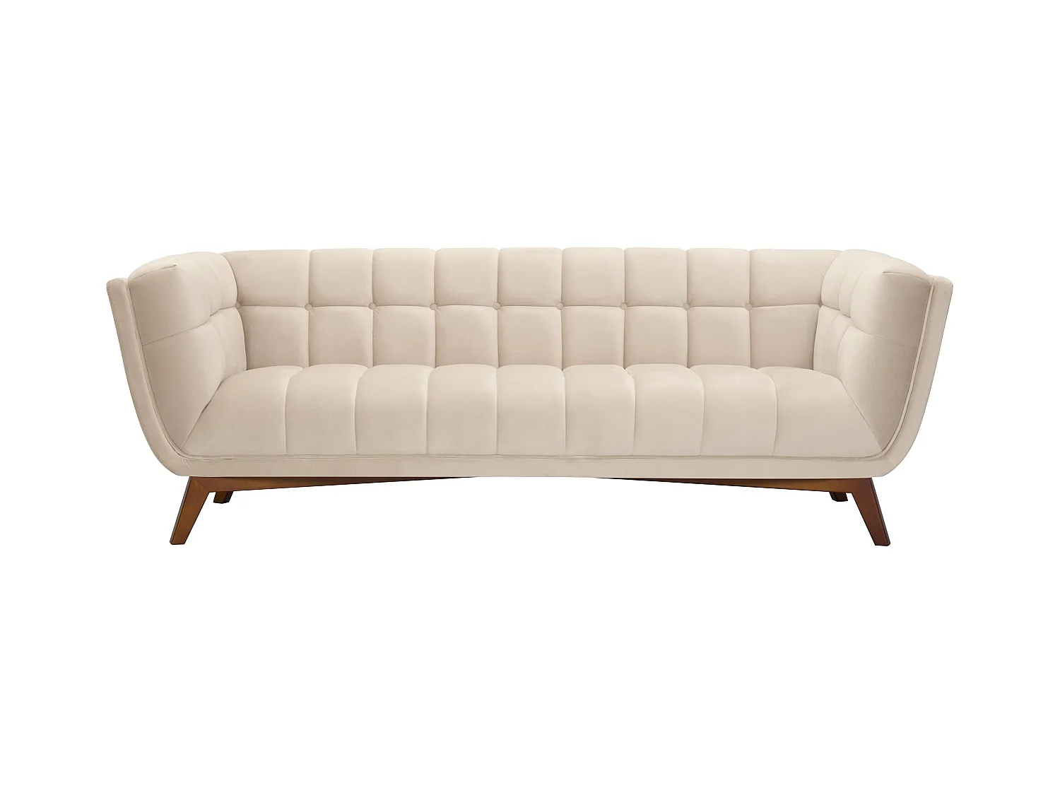 Sofá de 3 plazas en terciopelo beige - Mona