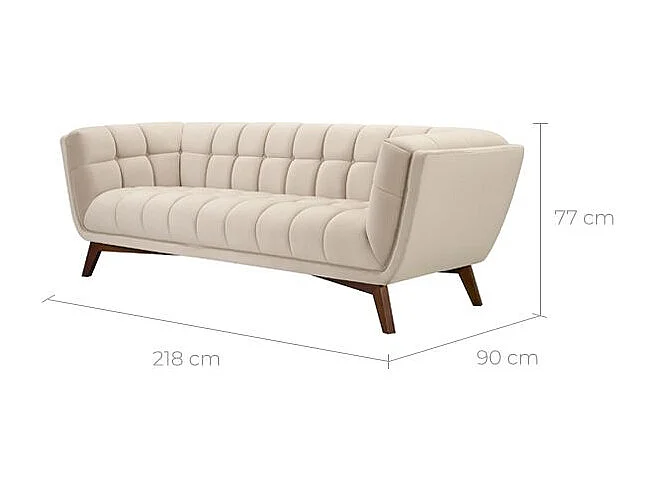 Sofá de 3 plazas en terciopelo beige - Mona