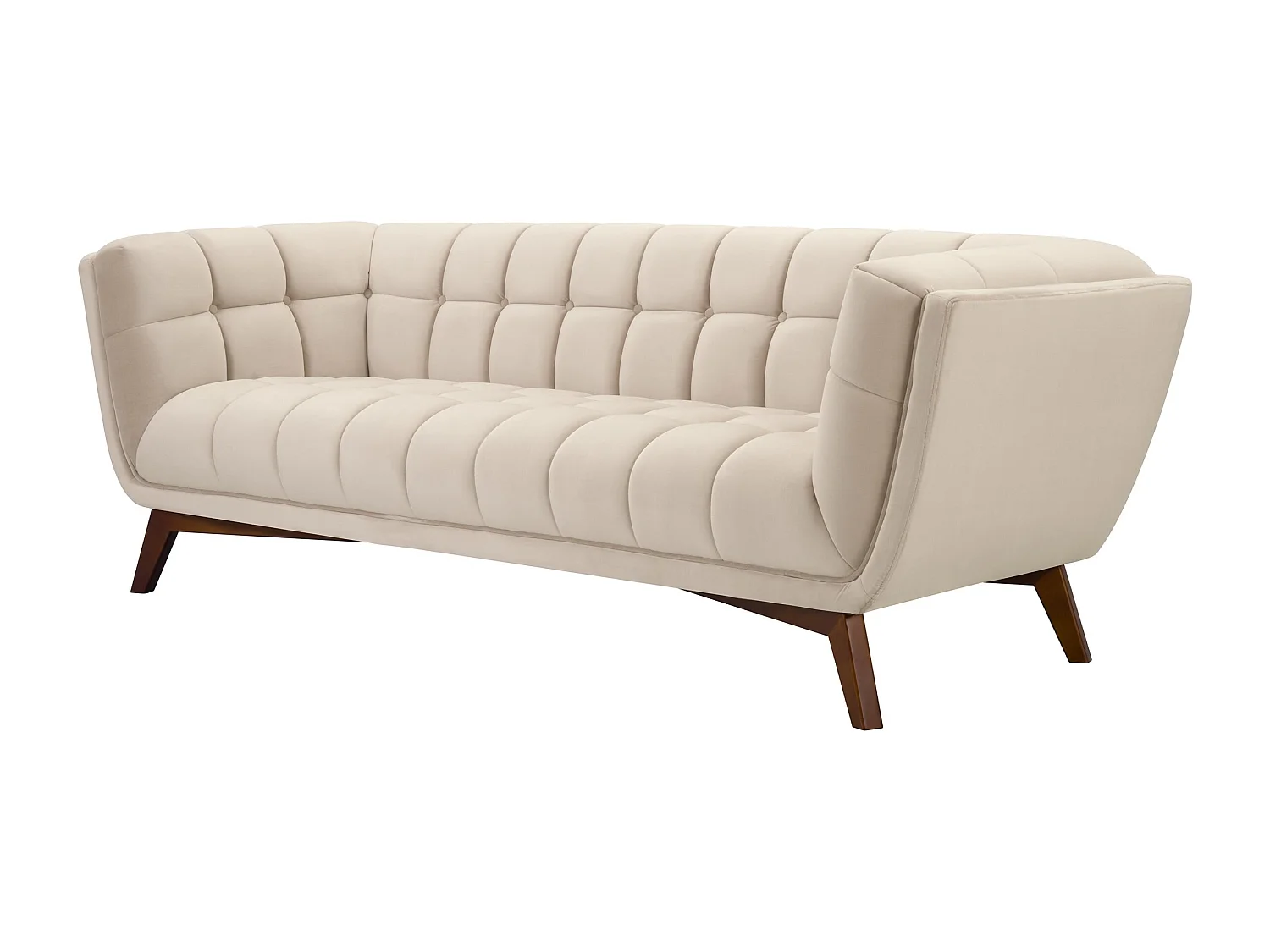 Sofá de 3 plazas en terciopelo beige - Mona