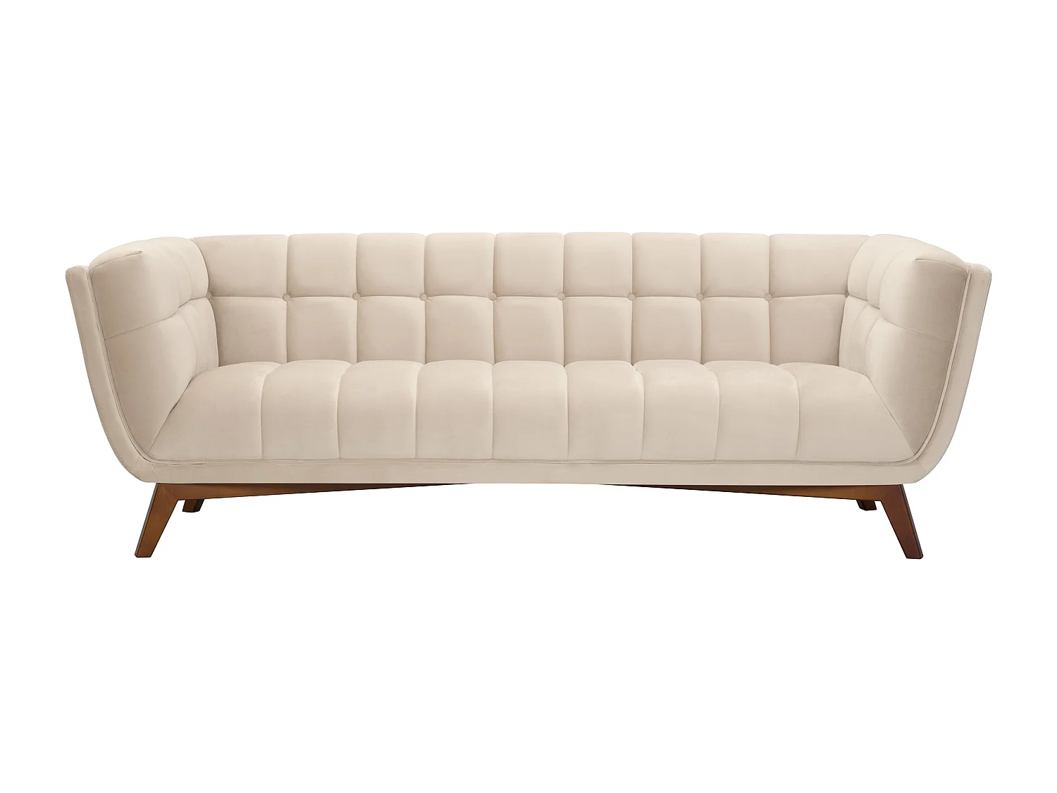 Canapé 3 places en velours beige - Mona