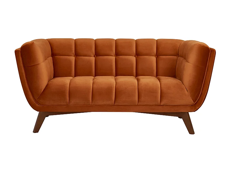Canapé 2 places en velours orange curcuma - Mona