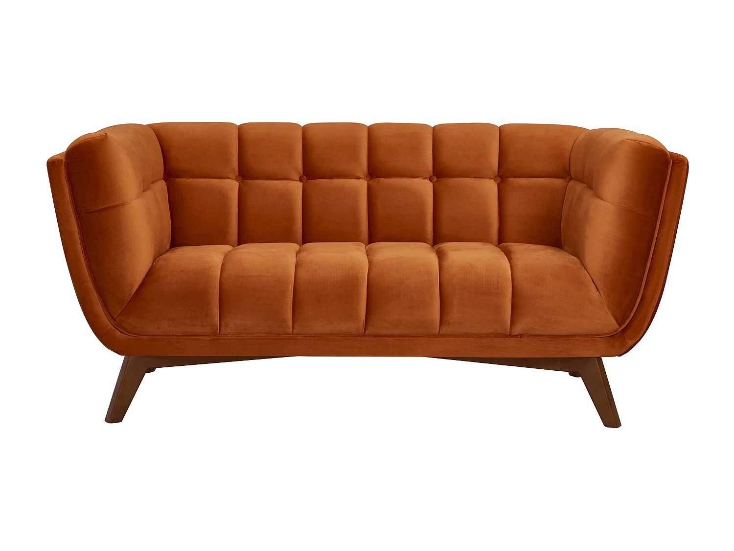 Canapé 2 places en velours orange curcuma - Mona